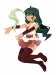  bad_id bad_pixiv_id choker closed_eyes dark_skin deltora_quest filli green_hair jasmine_(deltora_quest) jumping kyl long_hair lowres solo thighhighs 