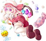  bad_id bad_pixiv_id blonde_hair blush candy flandre_scarlet food hat heart red_eyes ribbon shoes sipu solo tears thighhighs touhou wings zettai_ryouiki 