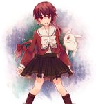  bad_id bad_pixiv_id banned_artist kneehighs long_sleeves looking_at_viewer magic_knight_rayearth mokona pleated_skirt red_eyes red_hair school_uniform shidou_hikaru skirt solo tone_(jingoro) 