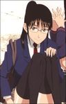  1girl glasses kobayashi_megumi lowres nhk_ni_youkoso! ponytail school_girl thigh_highs thighhighs welcome_to_the_nhk 