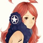  ahoge brown_eyes face headphones huge_ahoge long_hair red_hair robot_joints sf-a2_miki solo star upper_body vocaloid 
