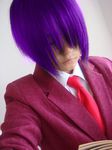 book cosplay mahou_sensei_negima mahou_sensei_negima! miyazaki_nodoka necktie photo purple_hair school_uniform short_hair 