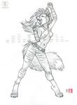  anthro black_and_white canine dancing eyes_closed female fox greyscale kacey mammal monochrome music pencils piercing plain_background singing sketch solo standing white_background 