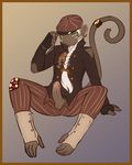  erection green_eyes hat hindpaw male mammal monkey paws penis piercing ponytail primate ryukyur solo steampunk 