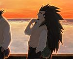  black_hair dragon_ball dragonball_z long_hair male male_focus raditz tullece turles water 