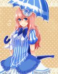 blue_eyes dress fraulein_(module) gloves highres lgw7 long_hair megurine_luka pink_hair project_diva_(series) project_diva_2nd smile solo umbrella victorian vocaloid 