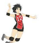  black_eyes black_hair clothes_writing fukuoka_katsumi japan jumping kimura_saori real_life short_hair solo sportswear volleyball volleyball_uniform 