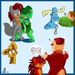  amber_eyes bear blue bone bottomless cervine cub cute doodle face_markings female flaky flashing flippy green green_eyes grey hair happy_tree_friends hi_res kurty licking looking_at_each_other male mel_the_hybrid military moose nude o_0 open_shirt red robe sleeping thinking tongue toony 