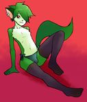  bulge cat crossdressing cute feline green male momorodent panties piercing side-tie_panties solo stockings thong topless underwear 