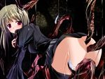  1girl censored game_cg komichi no_panties red_eyes sex tentacle thighhighs 