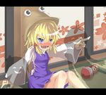  blonde_hair blue_eyes blush emu_ichigo hat kochiya_sanae moriya_suwako ominous_shadow open_mouth pointing shadow short_hair sitting tears touhou trembling yasaka_kanako you_gonna_get_raped yukkuri_shiteitte_ne 