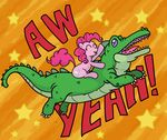  cutie_mark equine female feral friendship_is_magic fur gummy_(mlp) horse mammal my_little_pony pink_fur pinkie_pie_(mlp) pony reptile scalie unknown_artist 