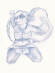  &hearts; bottomless chubby female kappy kappy_(character) kneeling midriff schoolgirl skunk solo teen upskirt 