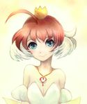  ahiru ahoge bad_id bad_pixiv_id bare_shoulders blue_eyes brown_hair crown detached_sleeves jewelry katari necklace princess_tutu princess_tutu_(character) short_hair smile solo very_short_hair wings 