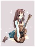 acoustic_guitar aioi_aoi brown_eyes brown_hair glasses guitar instrument k-on! long_hair school_uniform solo sweater_vest teenage yamanaka_sawako younger 