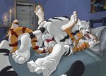  anal bed cum cum_inside feline gay hammytoy hindpaw male messy nude tiger white_tiger 