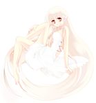 bad_id bad_pixiv_id bare_shoulders barefoot blonde_hair chii chobits fetal_position full_body hand_on_leg highres kurabayashi long_hair looking_at_viewer plantar_flexion robot_ears simple_background solo very_long_hair white white_background 