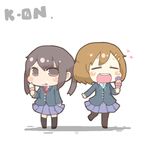  black_hair brown_eyes brown_hair chibi closed_eyes food hirasawa_yui ice_cream inishie k-on! long_hair lowres multiple_girls nakano_azusa pantyhose school_uniform short_hair twintails 