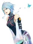  aqua_(kingdom_hearts) bad_id bad_pixiv_id bare_shoulders blue_eyes blue_hair bug butterfly detached_sleeves insect kingdom_hearts kingdom_hearts_birth_by_sleep sdhh short_hair solo tegaki 