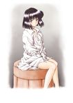  barrel bishoujo_senshi_sailor_moon blush bob_cut bottomless hino_ryutaro oversized_shirt portrait purple_eyes sailor_saturn shirt simple_background sitting tomoe_hotaru unbuttoned 