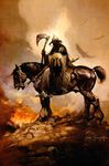  avian axe badass canvas cloud death_dealer_(painting) equine fantasy feral frank_frazetta hawk helmet hill horse human mammal no_porn not_furry proper_art red_eyes weapon 