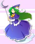  ghost_tail green_hair hanjuku_tomato hat long_hair mima simple_background smile solo staff touhou touhou_(pc-98) wizard_hat 
