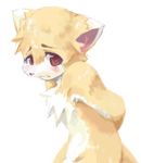  ambiguous_gender blush cat chest_tuft cute feline harusuke orange red_eyes shy solo 