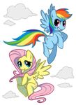 blue blue_eyes blue_fur cloud clouds equine female feral fluttershy_(mlp) flying friendship_is_magic fur grin hair horse mammal multi-colored_hair my_little_pony pegasus pink_hair plain_background pony rainbow_dash_(mlp) rainbow_hair red_eyes smile transparency transparent_background unknown_artist vaporotem wings yellow yellow_fur 