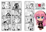  2boys 4koma blood blue_eyes blush boots character_doll comic fujoshi headset kagamine_len kaito long_hair megurine_luka multiple_4koma multiple_boys nendoroid nosebleed pink_hair sexually_suggestive torotei translated vocaloid 