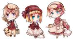  2girls animal apron axis_powers_hetalia bird blonde_hair blue_eyes bunny chicken dog dress flower hair_flower hair_ornament hat himaruya_hidekazu latvia_(hetalia) liechtenstein_(hetalia) multiple_girls purple_eyes ribbon short_hair striped striped_dress ukraine_(hetalia) vest 