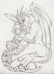  couple cuddle dragon feline gay hair horns hug kwik leopard male nude scalie sheath wings 