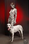  bodypaint breasts canine chains collar dalmatian dog female feral furries_with_pets human looking_at_viewer male nipples nude pet photo pussy real standing what 
