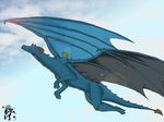  cloud commission digital dragon drakion duo fantasy feral flight flying horn rider riding sky unknown_artist wings 