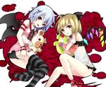  flandre_scarlet happy_tree_friends multiple_girls nutty remilia_scarlet richard_(ri39p) siblings sisters striped striped_legwear stuffed_animal stuffed_toy teddy_bear thighhighs touhou 