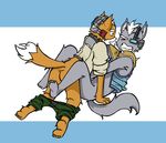  bottomless canine fox fox_mccloud gay grey hud looking_at_each_other male orange sex star_fox tail unknown_artist video_games wolf wolf_o&#039;donnell 