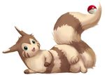  ambiguous_gender cute ears feral ferret fluffy furret looking_at_viewer lying makoro mammal mustelid nintendo on_side open_mouth paws plain_background pok&#233;ball pok&#233;mon pok&eacute;ball pok&eacute;mon solo tail video_games white_background 