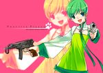  aqua_eyes dress green_hair gun original ress weapon 