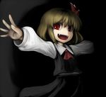  ascot blonde_hair child commentary_request fangs hair_ribbon nice outstretched_arms red_eyes ribbon rumia short_hair slit_pupils solo spread_arms touhou 