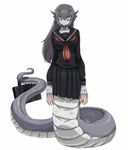  lamia long_hair monster_girl original pointy_ears scales school_uniform setouchi_(blackse) snake solo tail 