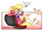  bare_feet barefoot blonde_hair callie_briggs cat dazandanime dazident_evil eyewear feline female glasses green_eyes hair hanna&#8211;barbera hanna&ndash;barbera hindpaw mammal paws sitting smile soles suit swat_kats tickle tickling toes unknown_artist 