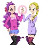  2girls crossover futari_wa_precure futari_wa_precure_max_heart futari_wa_pretty_cure futari_wa_pretty_cure_max_heart hands_touching kujou_hikari kurumi_minimo mimino_kurumi multiple_girls precure pretty_cure shadow smile thighhighs yes!_precure_5 yes!_pretty_cure_5 zettai_ryouiki 