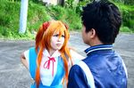  animated animated_gif asuka_langley cosplay gif neon_genesis_evangelion photo real soryu_asuka_langley soryu_asuka_langley_(cosplay) souryuu_asuka_langley suzuhara_toji suzuhara_touji violence 