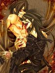  2boys alucard alucard_(hellsing) blood fangs hellsing multiple_boys vampire walter yaoi 