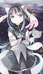  akemi_homura animal_ears blue_eyes can't_be_this_cute crossed_arms hairband kyubey long_hair magical_girl mahou_shoujo_madoka_magica ore_no_imouto_ga_konna_ni_kawaii_wake_ga_nai pantyhose parody silverms2 sweatdrop tail 