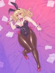  animal_ears blonde_hair blush breasts bunny_ears bunny_girl bunnysuit cleavage curvy fax_ogawa large_breasts legs long_hair lying original pantyhose pink_eyes sexually_suggestive snot solo tears thick_thighs thighs wide_hips 