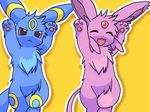  ambiguous_gender animated blue caramelldansen chest_tuft couple cute dancing espeon eyes_closed feral gif non-anthro pink pok&eacute;mon red_eyes suppainu umbreon 