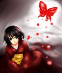  black_hair blood brown_eyes brown_hair bug butterfly fatal_frame fatal_frame_2 insect japanese_clothes kimono natsu_danu short_hair solo tachibana_chitose 