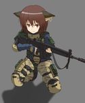  animal_ears artist_request bad_id bad_pixiv_id battle_rifle boots camouflage cat_ears chen earrings fingerless_gloves gloves gun h&amp;k_g3 handgun heckler_&amp;_koch highres jewelry load_bearing_vest military military_operator military_uniform no_hat no_headwear rifle short_hair solo touhou uniform weapon 