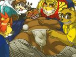  boar canine drunk feline gamma-g lion loincloth morenatsu porcine raccoon tanuki tiger underwear wolf 