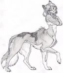  canine female mammal mayra_boyle plain_background solo taur white_background wolf wolftaur 